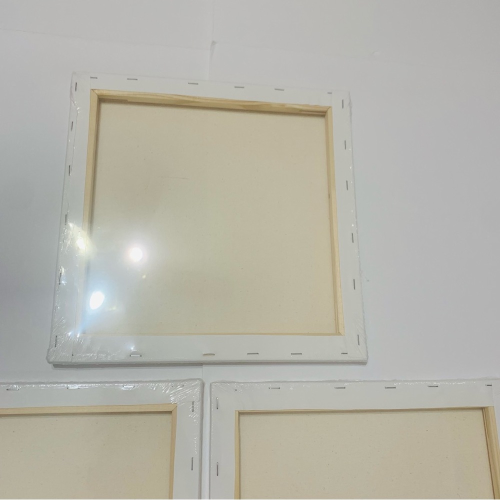 Stretched Blank Canvas Set Of 3 12 x 12 Inches New - Picture 7 of 10